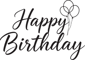 Fototapete - Vector art of happy birthday text with balloons isolated on white