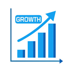 Poster - Blue Growth Chart with Arrow on Transparent Background