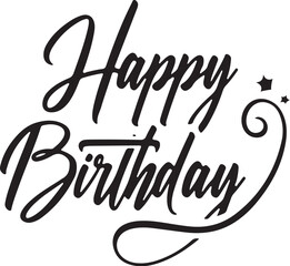 Fototapete - Vector art of happy birthday elegant black and white calligraphy