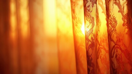 Poster - Soft sunlight filtering through delicate lace curtains, creating a warm and inviting atmosphere