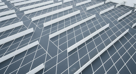 Poster - Abstract aerial view of modern architecture with geometric pattern and parallel lines, showing architectural design