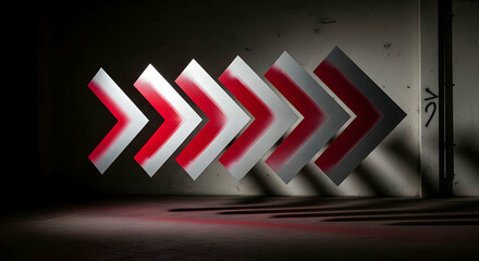 Poster - Abstract Arrow Cascade On Wall Art Direction Guidance And Progression Concept