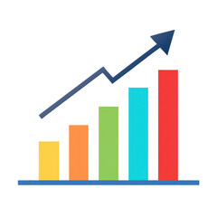 Poster - Rising Bar Graph with Arrow on transparent background