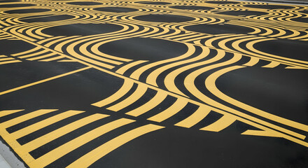 Leinwandbilder - Abstract Background Featuring Geometric Patterns With Intersecting Yellow Lines Design