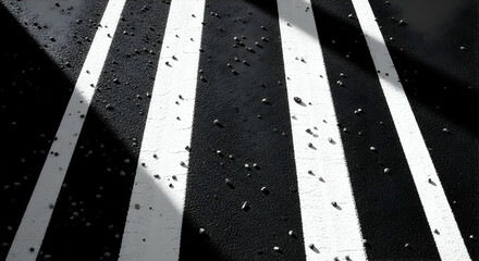 Poster - Abstract Black And White Striped Asphalt Road Surface With Gravel Texture