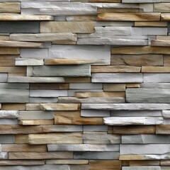 Poster - Brown and beige stone wall features decorative rocks ideal for seamless decoration in interior or exterior settings SEAMLESS PATTERN