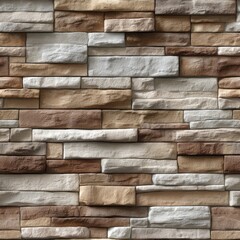 Poster - Brown and beige stone wall features decorative rocks ideal for seamless decoration in interior or exterior settings SEAMLESS PATTERN
