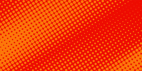 Poster - Dots halftone orange color pattern gradient texture with technology digital background. Dots pop art comics with summer background.
