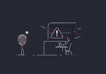 A man analyzes a glitch on a screen, highlighting a technical issue. Clean, modern illustration style. Focus on problem-solving and digital errors.