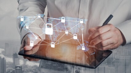 Poster - Cyber security protection and cyber security strategies against cyber threats, system hacks, digital breaches, network attacks, and safeguarding data with strong cyber security infrastructure. Muxer