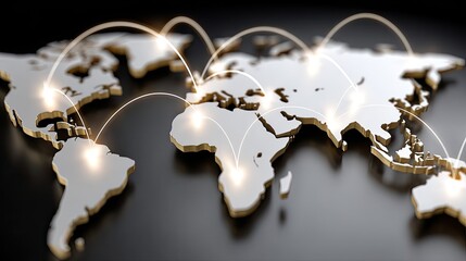 Poster - Golden globe illuminates a world map featuring glowing connections, symbolizing a vibrant global network on a dark background