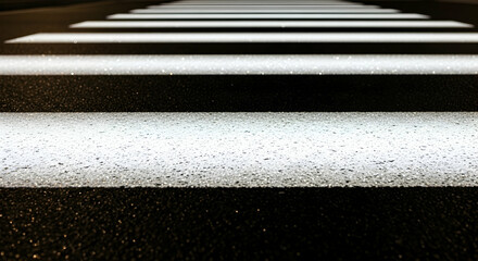 Poster - Abstract Pedestrian Crossing with Sharp Focus and Repeating White Stripes design