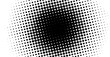© Micro Design-id - A high-contrast halftone pattern features a radial gradient of dense black dots gradually transitioning into a sparse array on a crisp white background offering dynamic visual texture