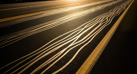 Poster - Abstract Road Markings With Striking Lines For Visual Appeal And Dynamic Perspective