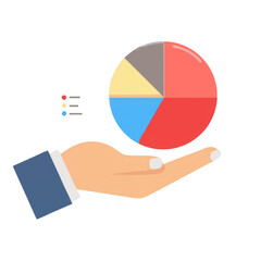 Poster - Hand Holding Pie Chart on Transparent Background