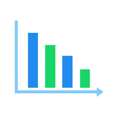 Poster - Declining Bar Graph Chart with Arrow on Transparent Background