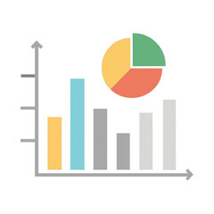 Poster - Colorful Bar and Pie Chart on Transparent Background