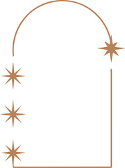 Poster - Minimalist boho arch frame with scattered star accents in earthy brown tones