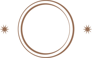 Poster - Elegant brown double ring frame with starburst accents on a clean transparent background