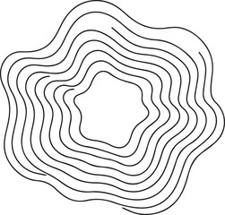 Poster - Abstract geometric pattern of concentric wavy lines creating a star like shape on a transparent background