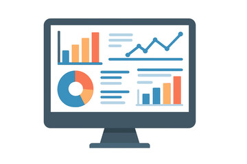 Poster - Business analytics features a trendy flat vector Analytics Monitor icon on a transparent background