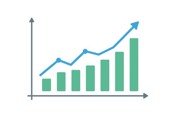 Poster - Vector illustration of a financial data graph chart representing a growth company's profit and economic concept with trend lines and columns set against a market economy information background
