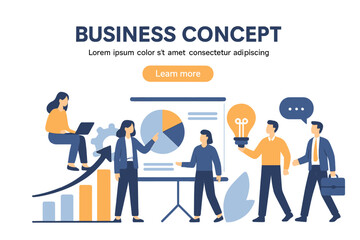 Poster - Templates for presentation slides or hero banners for websites and apps, along with business concept illustrations, are available in a modern flat style