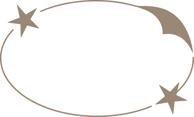 Poster - Whimsical illustration of a circular path with two stylized stars and a swoosh element isolated on transparent background