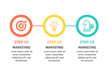 Aufkleber - Vector design of a timeline infographic featuring a circle and marketing icon, representing a business concept with three steps or options