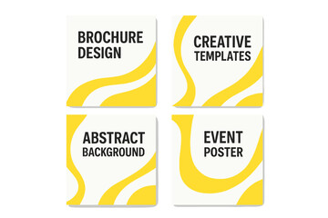 Poster - Modern vector presentation templates and corporate designs feature abstract white and yellow slides, along with a brochure cover and fancy info banner frame, as part of a creative set of infographic