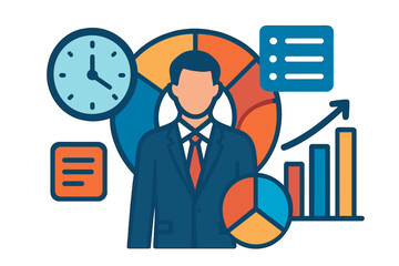 Fototapete - The Vector web site features a gradient design template, incorporating data analytics, dashboard, and business finance report, as well as landing page concepts for both website and mobile