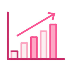 Poster - Pink Bar Graph with Arrow on Transparent Background