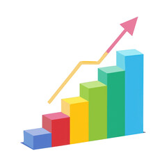 Poster - Colorful Bar Graph with Upward Trend on Transparent Background