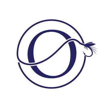 Initial Letter O Fishing Logo Design Concept With Fishing Hook Symbol Vector Template