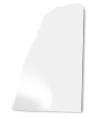 Poster - Vertical piece of blank white paper with ripped edges casting a shadow is isolated on a white background, providing copy space for text or design elements