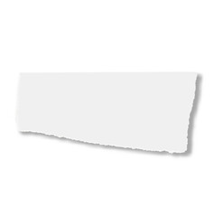 Poster - Horizontal white ripped paper casting a soft shadow on a white background, creating a dramatic effect ideal for adding grunge or authenticity to projects