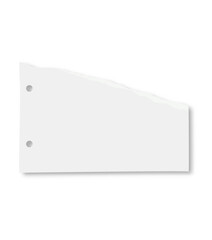 Poster - Blank white sheet of paper featuring a torn edge and holes, casting shadows on a white background, offering ample copy space for text or design elements