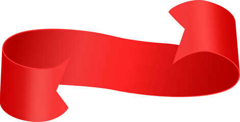Poster - Red waving ribbon floating in the air with curled edges, creating a sense of movement and elegance, ideal for highlighting important information or adding a decorative touch