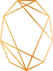 Poster - Golden gradient contour of an abstract geometric shape with multiple sides forming an elegant and modern design element on a clean white background, ideal for minimalist or contemporary projects
