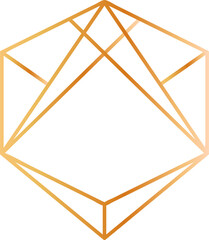 Poster - Geometric crystal with golden lines forming an abstract shape, ideal for backgrounds, decorations, and modern design projects, representing elegance and sophistication