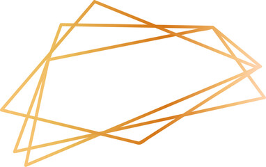 Poster - Golden overlapping geometric shapes forming an elegant abstract frame against a bright white background, enhancing modern designs with a touch of luxury and sophistication