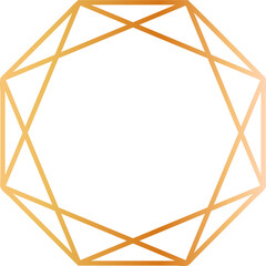 Poster - Golden decagon frame forming a geometric pattern with gradient effect, ideal for elegant and modern designs, creating a sophisticated visual appeal with its intricate lines and warm metallic hues