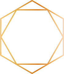 Poster - Golden decagon frame forming an elegant border with a white background, ideal for certificates, diplomas, awards, or other decorative purposes