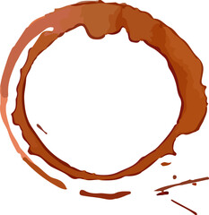 Poster - Brown coffee cup stain creating a perfect circular ring on a white background, forming an abstract and textured design element that adds visual interest and depth