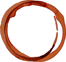 Poster - Brown coffee cup stain ring forming a perfect circle on white background, ideal for concepts related to drinking coffee or tea, breakfast, and hot beverages
