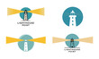 © Zee - Lighthouse logo icons with blue circle background and yellow beam for navigation concept