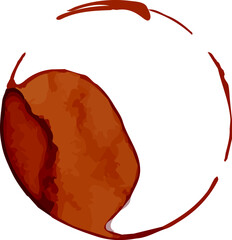 Poster - Brown coffee or tea stain with a large spot and a thin outer ring, creating an uneven circle, isolated on a white background, ideal for concepts related to beverages, spills, or cleaning