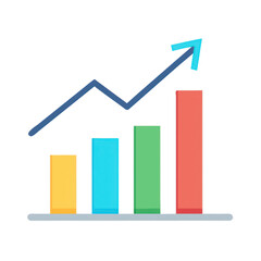 Poster - Colorful Business Growth Chart with Arrow on Transparent Background