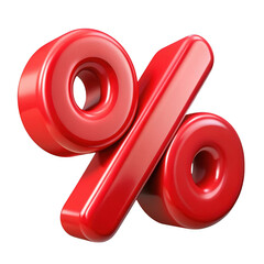 Poster - 3d red percentage symbol isolated on transparent background
