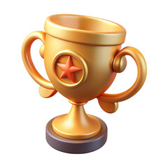Poster - 3d golden trophy with red star isolated on transparent background